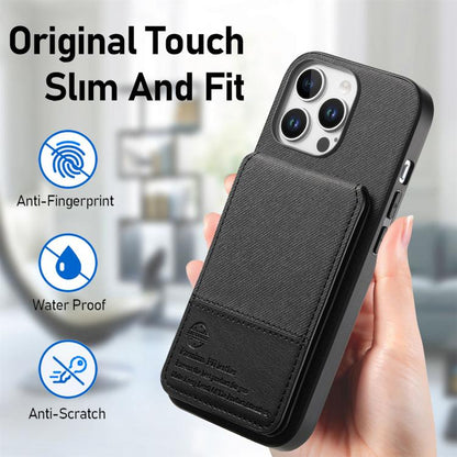 Twill Fabric Leather Vertical Flip RFID Card Bag Phone Case