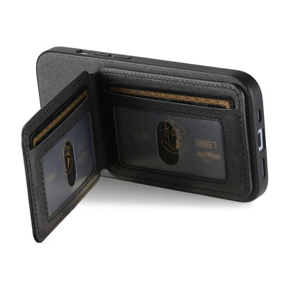 Twill Fabric Leather Vertical Flip RFID Card Bag Phone Case