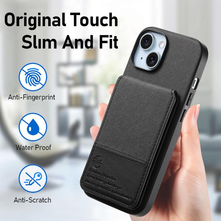 Twill Fabric Leather Vertical Flip RFID Card Bag Phone Case