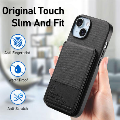 Twill Fabric Leather Vertical Flip RFID Card Bag Phone Case