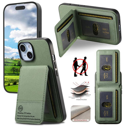 Twill Fabric Leather Vertical Flip RFID Card Bag Phone Case