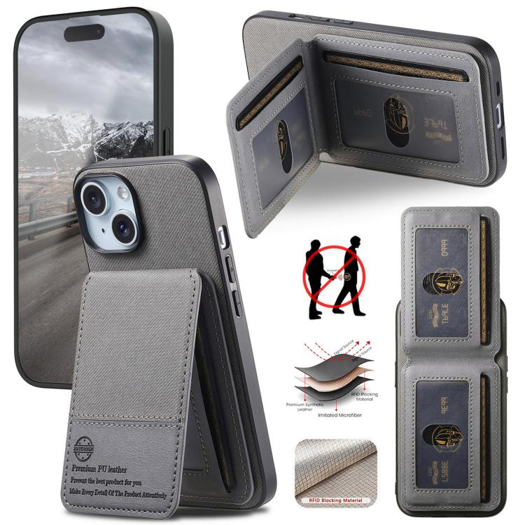 Twill Fabric Leather Vertical Flip RFID Card Bag Phone Case