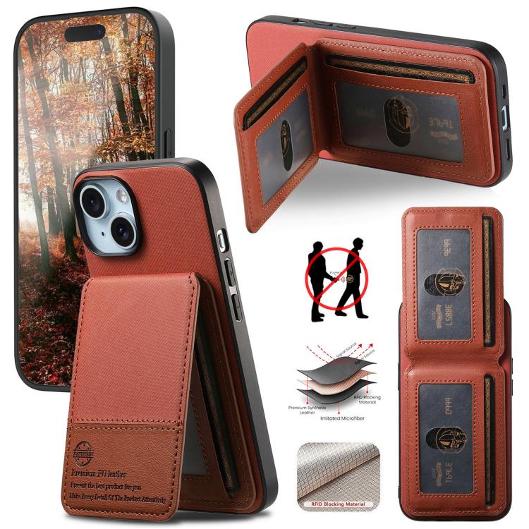 Twill Fabric Leather Vertical Flip RFID Card Bag Phone Case