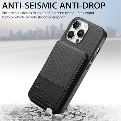 Twill Fabric Leather Vertical Flip RFID Card Bag Phone Case, For iPhone 14 Pro, For iPhone 14 Pro Max, For iPhone 13 Pro Max