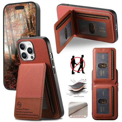 Twill Fabric Leather Vertical Flip RFID Card Bag Phone Case, For iPhone 14 Pro, For iPhone 14 Pro Max, For iPhone 13 Pro Max