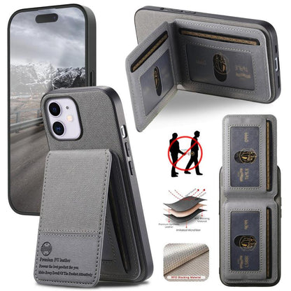 Twill Fabric Leather Vertical Flip RFID Card Bag Phone Case, For iPhone 13 Pro, For iPhone 13, For iPhone 12