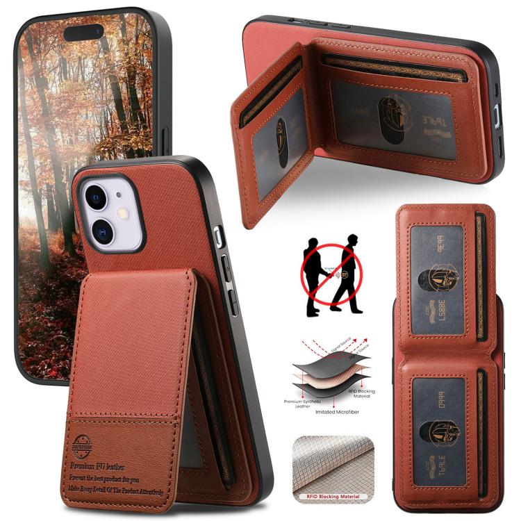 Twill Fabric Leather Vertical Flip RFID Card Bag Phone Case