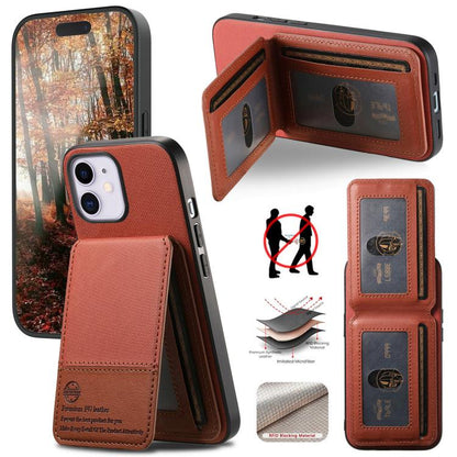 Twill Fabric Leather Vertical Flip RFID Card Bag Phone Case