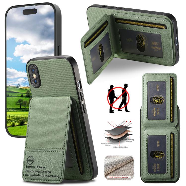 Twill Fabric Leather Vertical Flip RFID Card Bag Phone Case