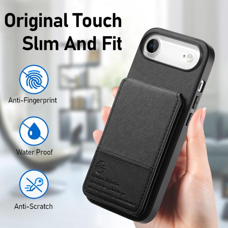 Twill Fabric Leather Vertical Flip RFID Card Bag Phone Case