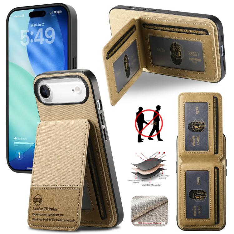 Twill Fabric Leather Vertical Flip RFID Card Bag Phone Case