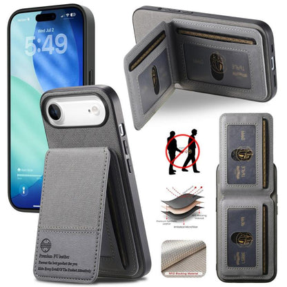 Twill Fabric Leather Vertical Flip RFID Card Bag Phone Case