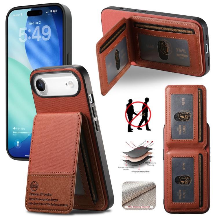 Twill Fabric Leather Vertical Flip RFID Card Bag Phone Case
