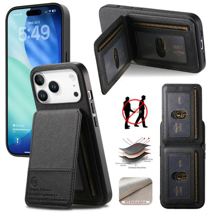 Twill Fabric Leather Vertical Flip RFID Card Bag Phone Case, For iPhone 17e / 16e, For iPhone 17 Pro Max, For iPhone 17 Pro
