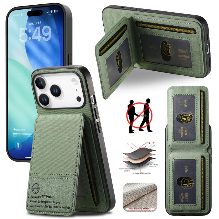 Twill Fabric Leather Vertical Flip RFID Card Bag Phone Case, For iPhone 17e / 16e, For iPhone 17 Pro Max, For iPhone 17 Pro
