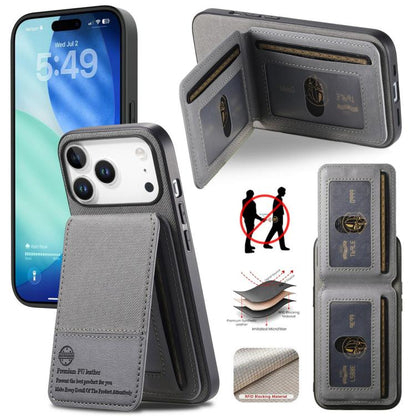 Twill Fabric Leather Vertical Flip RFID Card Bag Phone Case, For iPhone 17e / 16e, For iPhone 17 Pro Max, For iPhone 17 Pro