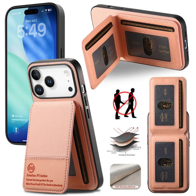 Twill Fabric Leather Vertical Flip RFID Card Bag Phone Case, For iPhone 17e / 16e, For iPhone 17 Pro Max, For iPhone 17 Pro