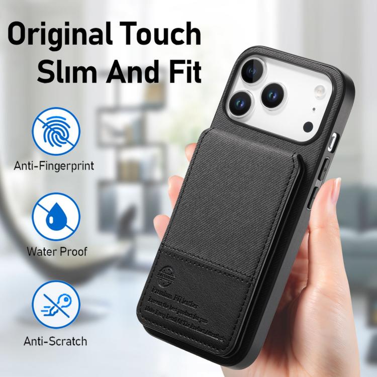 Twill Fabric Leather Vertical Flip RFID Card Bag Phone Case
