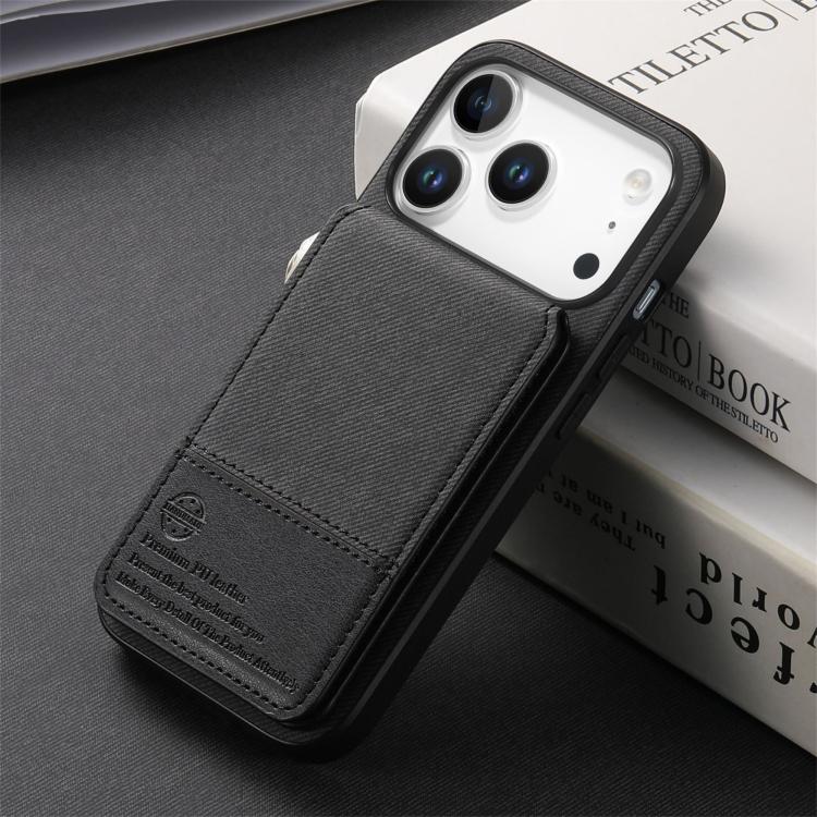 Twill Fabric Leather Vertical Flip RFID Card Bag Phone Case