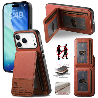 Twill Fabric Leather Vertical Flip RFID Card Bag Phone Case