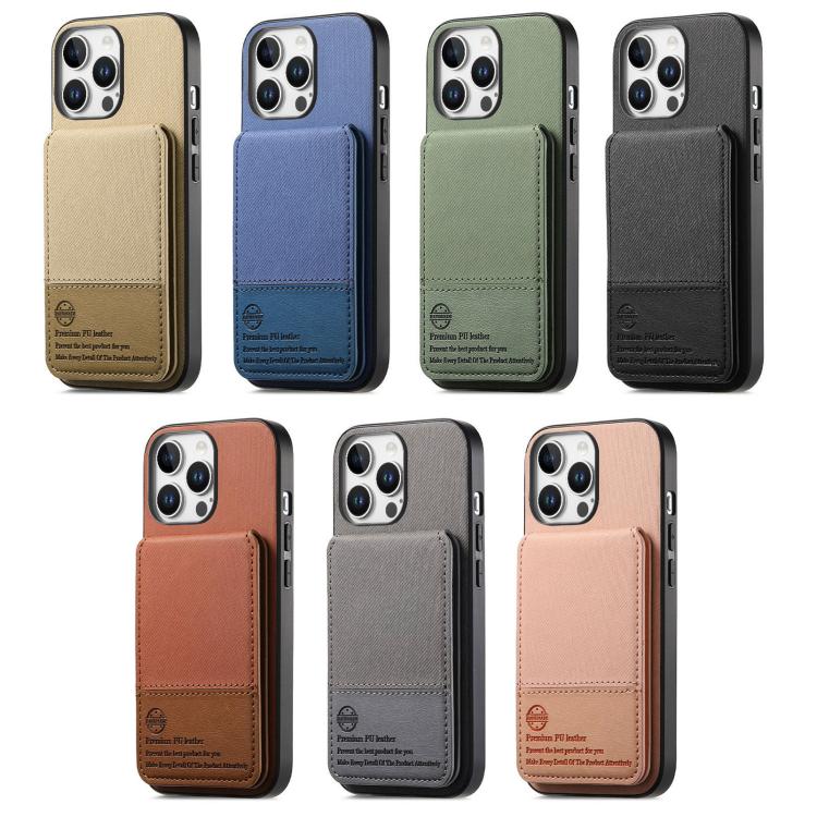 Twill Fabric Leather Vertical Flip RFID Card Bag Phone Case