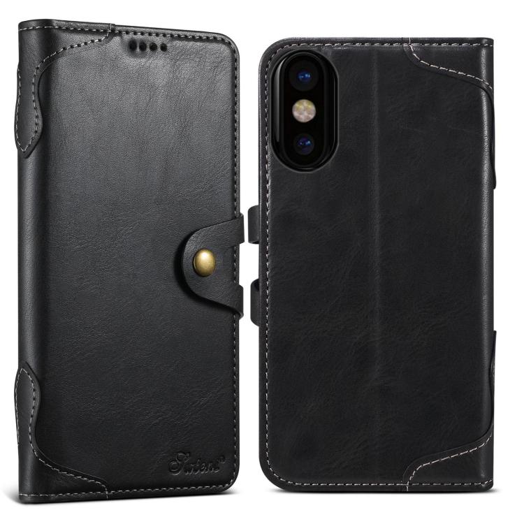 Suteni Q-03 Oil Wax Magnetic Clasp Leather Phone Case, For iPhone X / XS, For iPhone XR, For iPhone XS Max, For iPhone 8 Plus / 7 Plus