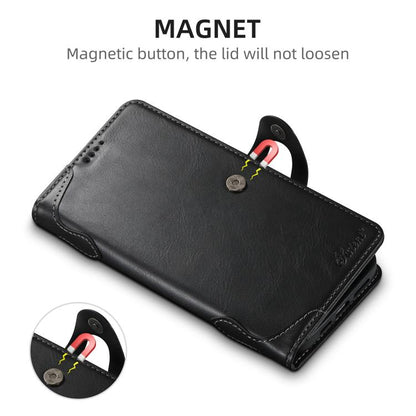 Suteni Q-03 Oil Wax Magnetic Clasp Leather Phone Case, For iPhone X / XS, For iPhone XR, For iPhone XS Max, For iPhone 8 Plus / 7 Plus