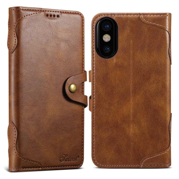 Suteni Q-03 Oil Wax Magnetic Clasp Leather Phone Case, For iPhone X / XS, For iPhone XR, For iPhone XS Max, For iPhone 8 Plus / 7 Plus