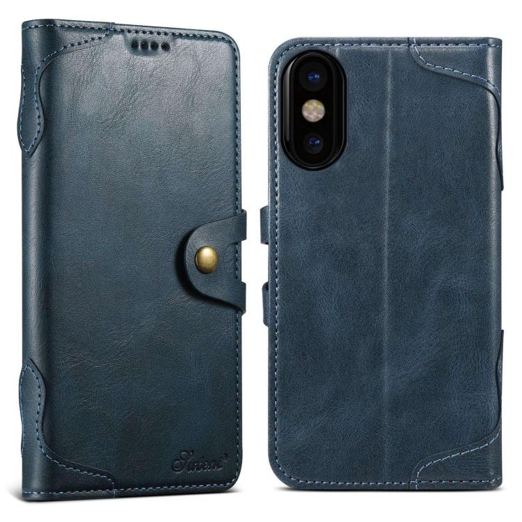 Suteni Q-03 Oil Wax Magnetic Clasp Leather Phone Case, For iPhone X / XS, For iPhone XR, For iPhone XS Max, For iPhone 8 Plus / 7 Plus