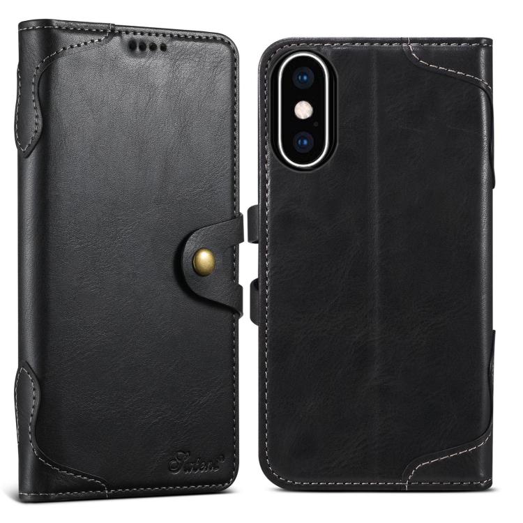 Suteni Q-03 Oil Wax Magnetic Clasp Leather Phone Case, For iPhone X / XS, For iPhone XR, For iPhone XS Max, For iPhone 8 Plus / 7 Plus