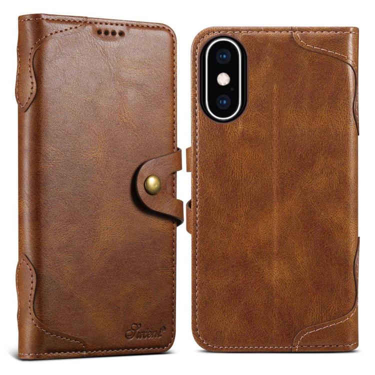 Suteni Q-03 Oil Wax Magnetic Clasp Leather Phone Case, For iPhone X / XS, For iPhone XR, For iPhone XS Max, For iPhone 8 Plus / 7 Plus
