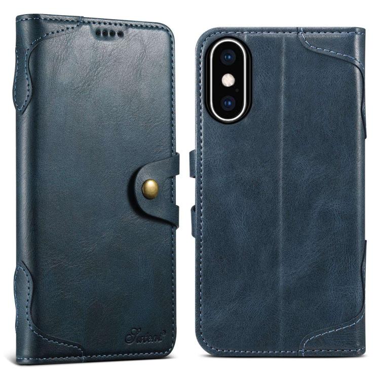 Suteni Q-03 Oil Wax Magnetic Clasp Leather Phone Case, For iPhone X / XS, For iPhone XR, For iPhone XS Max, For iPhone 8 Plus / 7 Plus