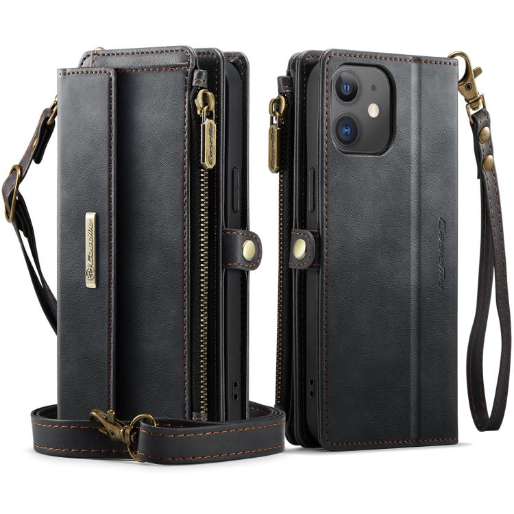 CaseMe C39 RFID Blocking Zipper Wallet Leather Phone Case with Crossbody Strap