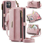 CaseMe C39 RFID Blocking Zipper Wallet Leather Phone Case with Crossbody Strap
