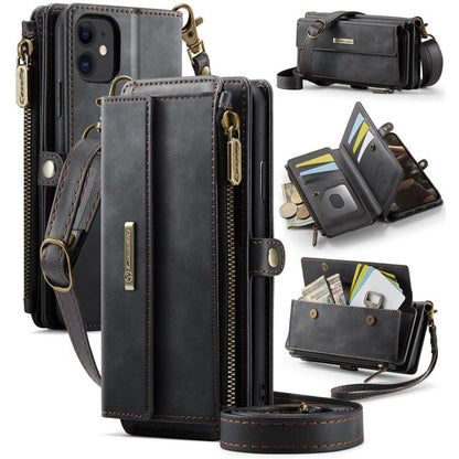 CaseMe C39 RFID Blocking Zipper Wallet Leather Phone Case with Crossbody Strap