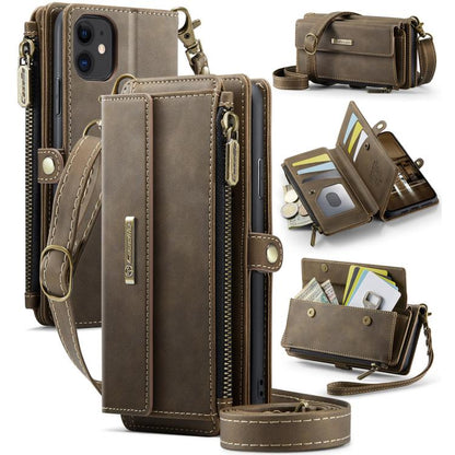 CaseMe C39 RFID Blocking Zipper Wallet Leather Phone Case with Crossbody Strap