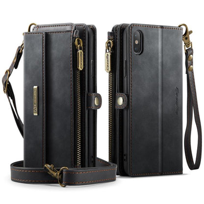 CaseMe C39 RFID Blocking Zipper Wallet Leather Phone Case with Crossbody Strap, For iPhone X / XS, For iPhone XR, For iPhone XS Max, For iPhone 7 Plus / 8 Plus