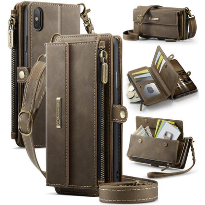 CaseMe C39 RFID Blocking Zipper Wallet Leather Phone Case with Crossbody Strap, For iPhone X / XS, For iPhone XR, For iPhone XS Max, For iPhone 7 Plus / 8 Plus