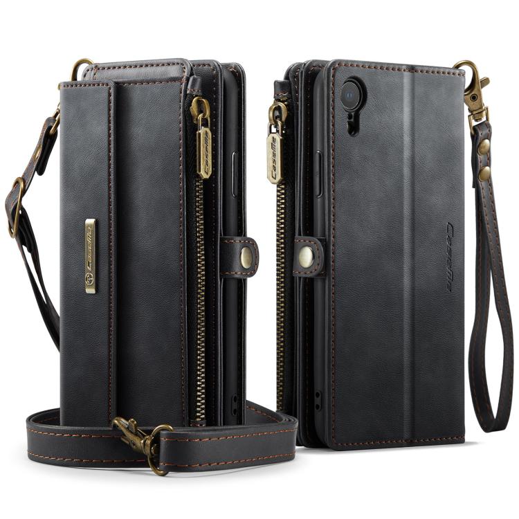 CaseMe C39 RFID Blocking Zipper Wallet Leather Phone Case with Crossbody Strap