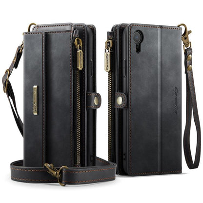 CaseMe C39 RFID Blocking Zipper Wallet Leather Phone Case with Crossbody Strap