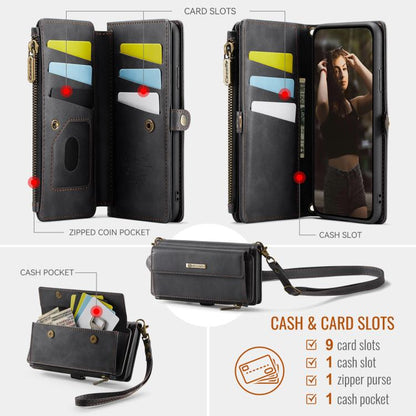 CaseMe C39 RFID Blocking Zipper Wallet Leather Phone Case with Crossbody Strap