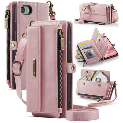 CaseMe C39 RFID Blocking Zipper Wallet Leather Phone Case with Crossbody Strap