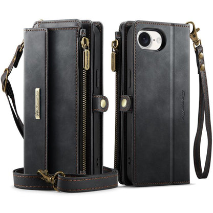 CaseMe C39 RFID Blocking Zipper Wallet Leather Phone Case with Crossbody Strap, For iPhone 17e / 16e, For iPhone 17 Pro Max, For iPhone 17 Pro, For iPhone 17