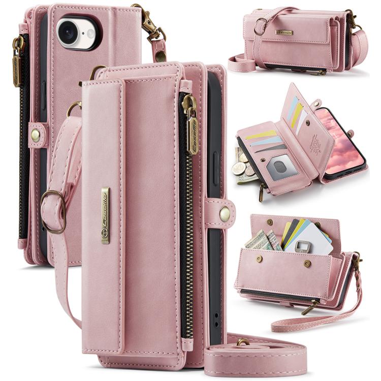 CaseMe C39 RFID Blocking Zipper Wallet Leather Phone Case with Crossbody Strap, For iPhone 18 Pro / 17 Pro, For iPhone 18 Pro Max / 17 Pro Max, For iPhone 17e / 16e, For iPhone 17