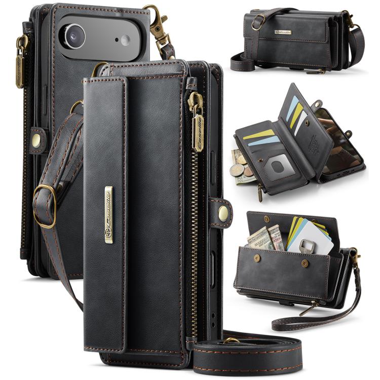 CaseMe C39 RFID Blocking Zipper Wallet Leather Phone Case with Crossbody Strap, For iPhone Air, For iPhone 16 Pro Max, For iPhone 16 Pro, For iPhone 16 Plus