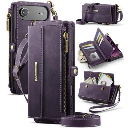 CaseMe C39 RFID Blocking Zipper Wallet Leather Phone Case with Crossbody Strap