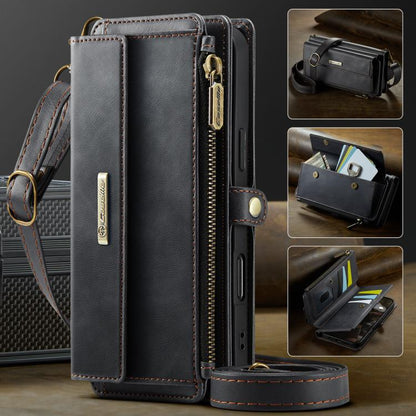 CaseMe C39 RFID Blocking Zipper Wallet Leather Phone Case with Crossbody Strap, For iPhone 18 Pro / 17 Pro, For iPhone 18 Pro Max / 17 Pro Max, For iPhone 17e / 16e, For iPhone 17
