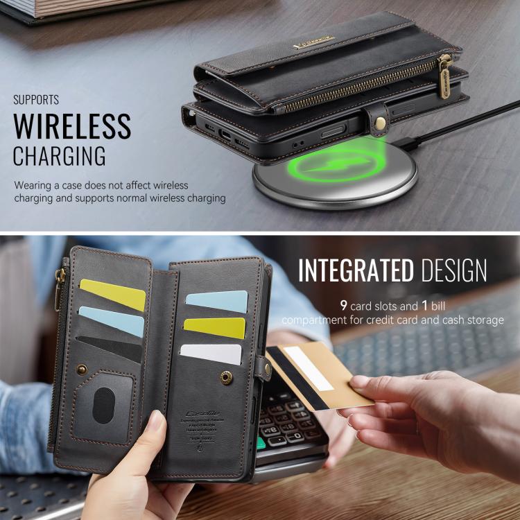 CaseMe C39 RFID Blocking Zipper Wallet Leather Phone Case with Crossbody Strap, For iPhone 18 Pro / 17 Pro, For iPhone 18 Pro Max / 17 Pro Max, For iPhone 17e / 16e, For iPhone 17