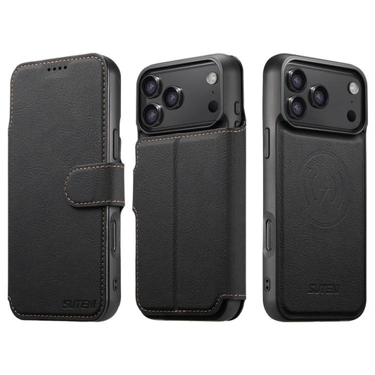 Suteni Q05 2-in-1 Multi-function MagSafe Wallet Litchi Leather Phone Case, For iPhone 18 Pro, For iPhone 18 Pro Max, For iPhone 17 Pro Max, For iPhone 17 Pro, For iPhone 17, For iPhone 17 Air, For iPhone 16 Pro Max, For iPhone 16 Pro, For iPhone 16 Plu...
