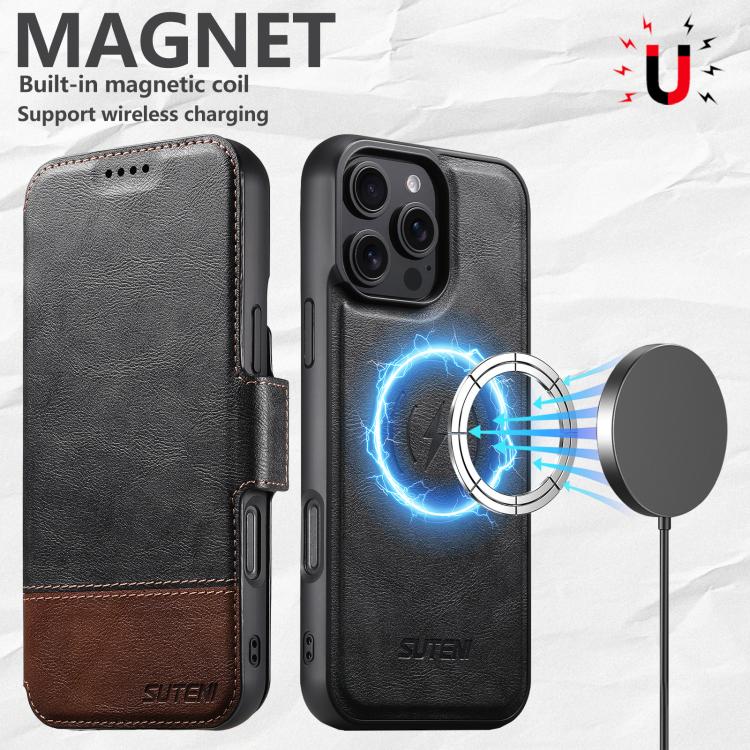 Suteni Q06 2-in-1 Multi-function Detachable Wallet MagSafe Phone Case, For iPhone 16 Pro, For iPhone 16 Plus, For iPhone 16, For iPhone 15 Pro Max, For iPhone 15 Pro, For iPhone 15 Plus, For iPhone 15, For iPhone 14 Plus
